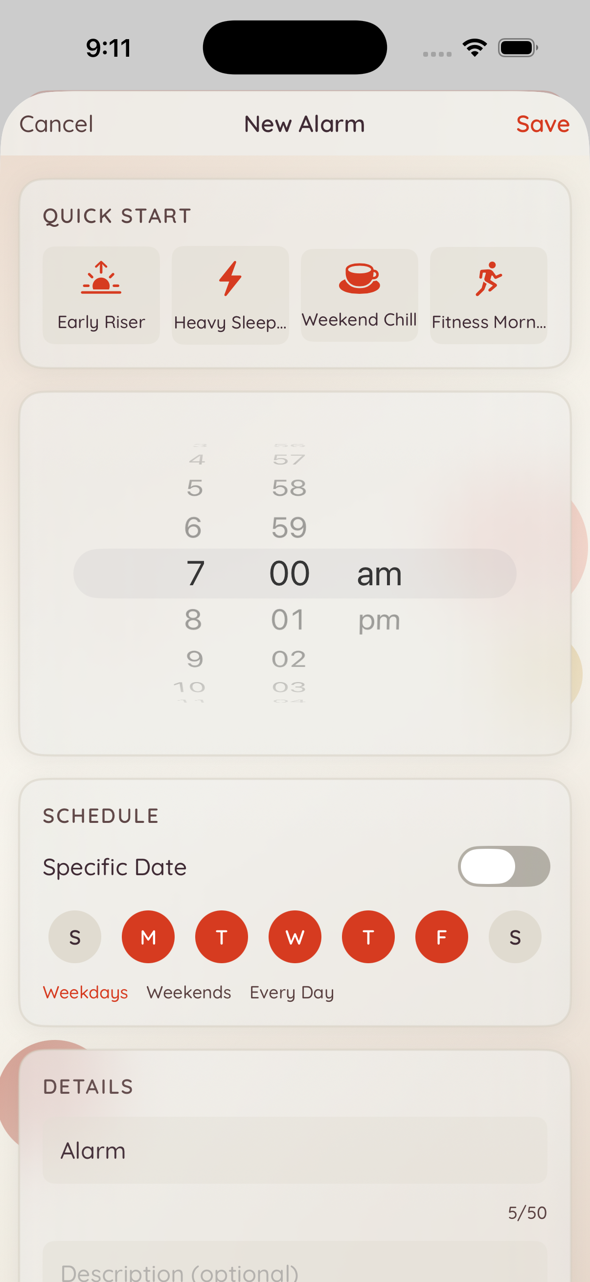 Setting an alarm with puzzle selection