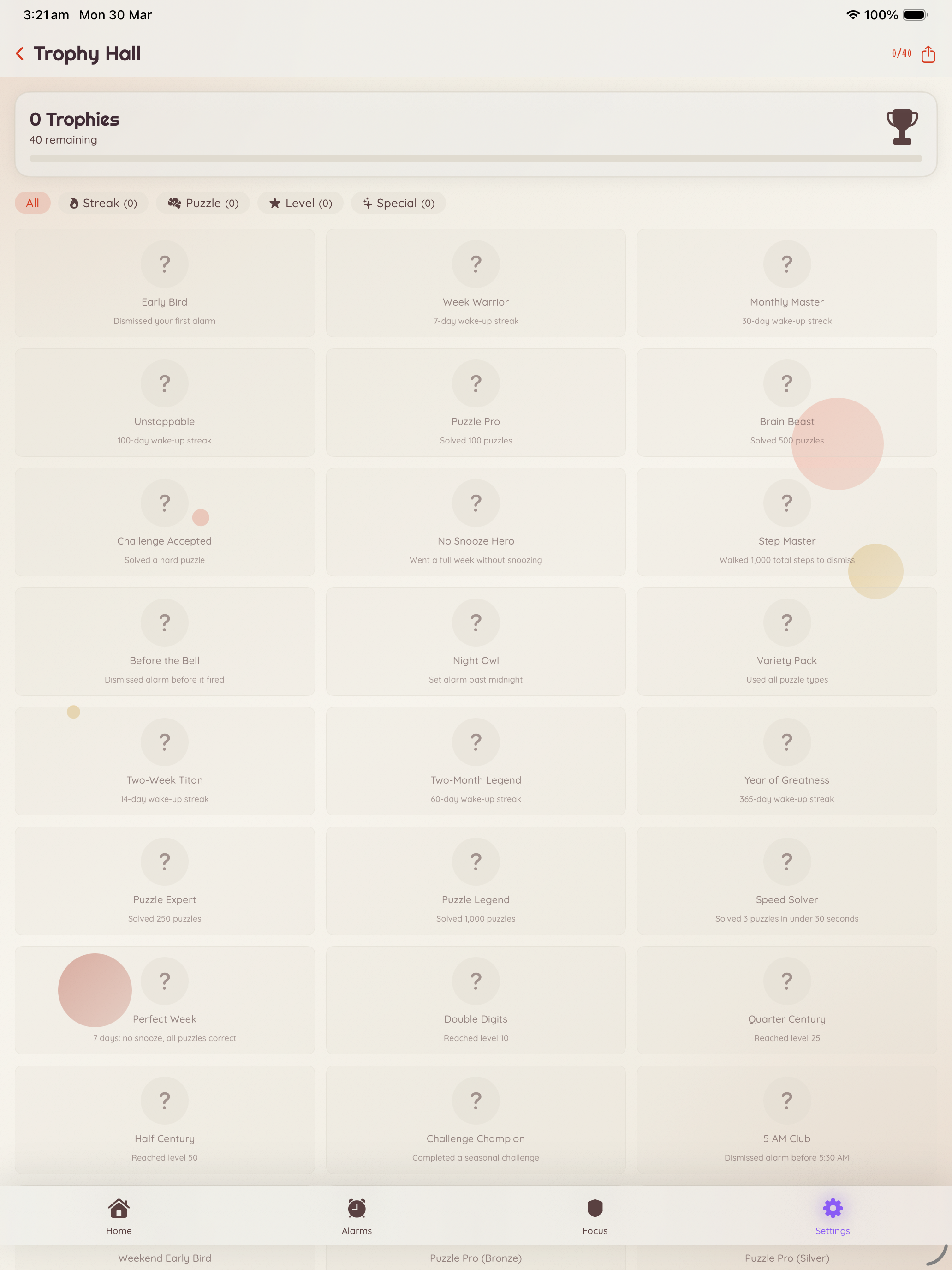 iPad — Trophy Hall with 40 achievements